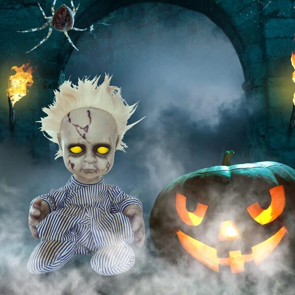 🆕11inch Halloween Creepy Doll Crying Baby Haunted House with Battery Operated - Picture 6 of 12